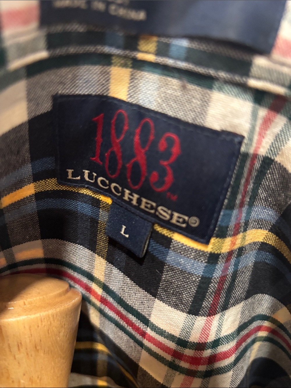Lucchese Navy, White & Yellow Plaid Button-Down Shirt - Picture 2 of 8